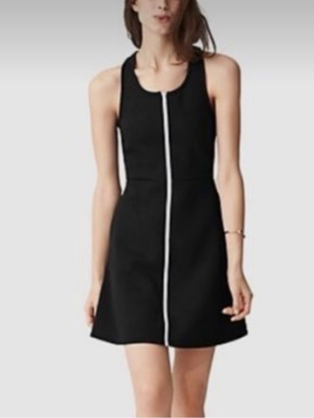 Nwot Kate Spade Saturday scuba dress Size 6 Black Zip Front Fit Flare Pockets